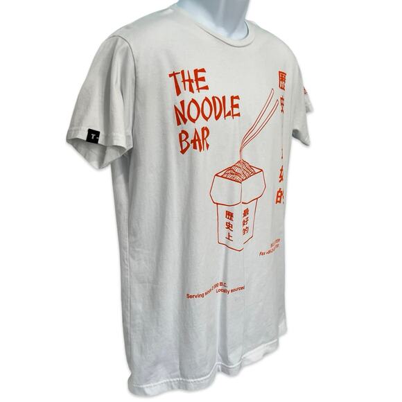 Noodle Bar News White Orange Crew Neck Short Sleeve T-Shirt size M T-Post Ramen - Picture 8 of 13